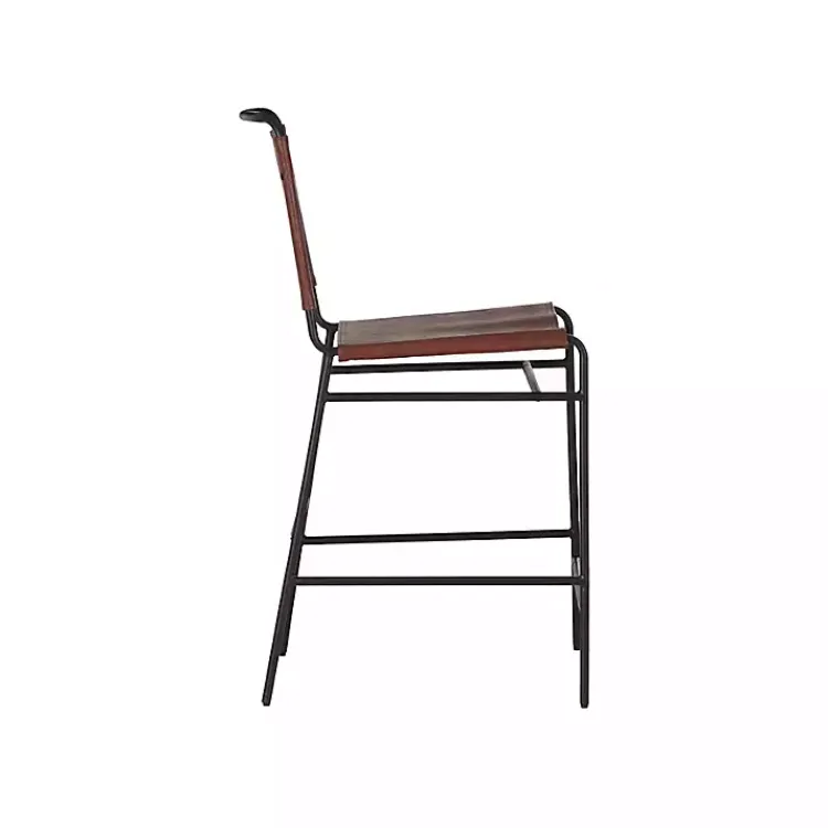 Kirklands Home Faux Leather Sling Counter Stool Brown Outlet