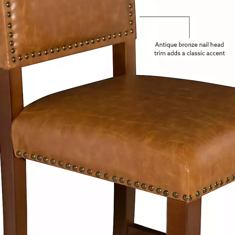 Kirklands Home Brown Faux Leather Square Classic Bar Stool Tan Clearance