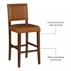 Kirklands Home Brown Faux Leather Square Classic Bar Stool Tan Clearance