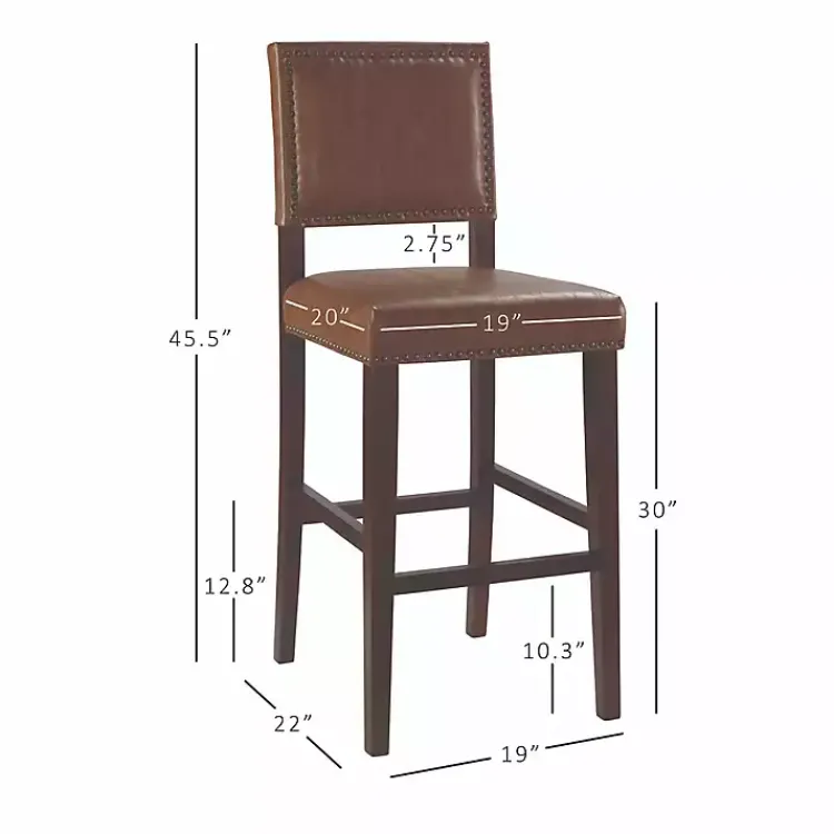 Kirklands Home Brown Faux Leather Square Classic Bar Stool Tan Clearance