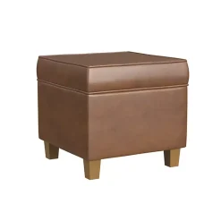 Kirklands Home Faux Leather Square Storage Ottoman Brown Sale