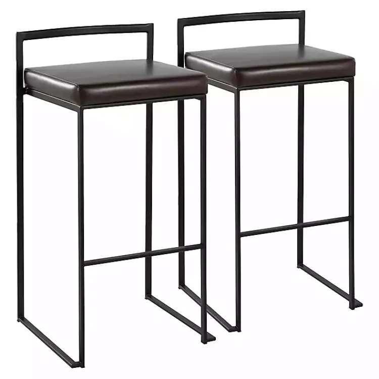 Kirklands Home Faux Leather Stackable Bar Stools, Set of 2 Brown Hot