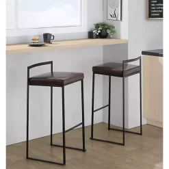 Kirklands Home Faux Leather Stackable Bar Stools, Set of 2 Brown Hot