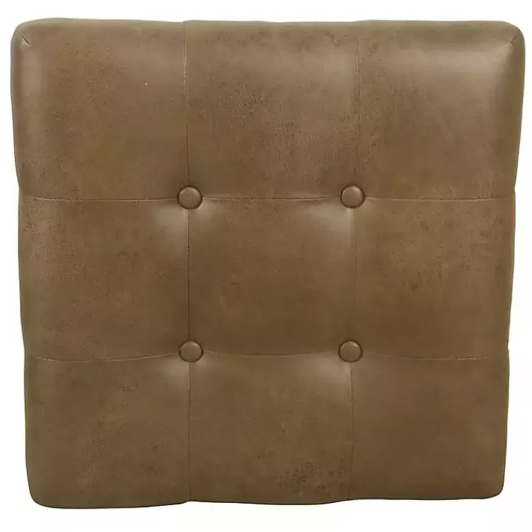 Kirklands Home Faux Leather Tufted X-Frame Bench Brown New