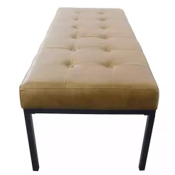 Kirklands Home Faux Leather Tufted Button Bench Brown Best