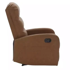 Kirklands Home Faux Leather Upholstered Slim Recliner Brown New