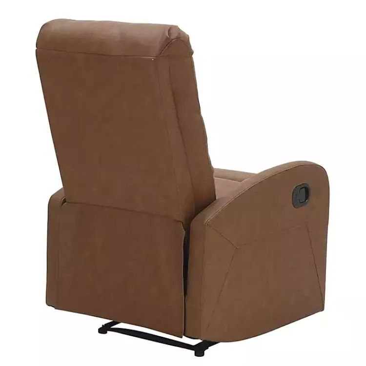 Kirklands Home Faux Leather Upholstered Slim Recliner Brown New