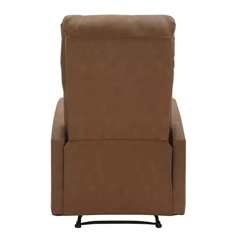 Kirklands Home Faux Leather Upholstered Slim Recliner Brown New