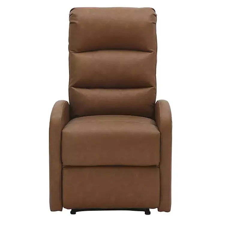 Kirklands Home Faux Leather Upholstered Slim Recliner Brown New