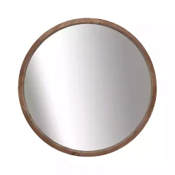 Kirklands Home Brown Fir Wood Round Wall Mirror Best
