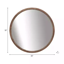 Kirklands Home Brown Fir Wood Round Wall Mirror Best