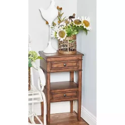 Kirklands Home Fir Wood Tiered Side Table Brown Clearance