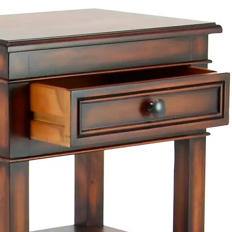 Kirklands Home Fir Wood Tiered Side Table Brown Clearance