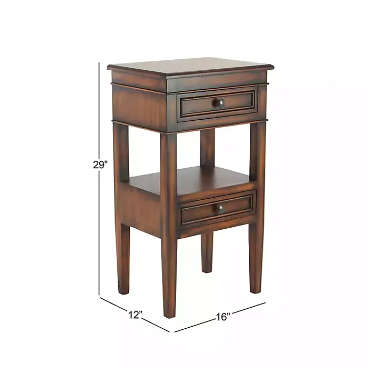 Kirklands Home Fir Wood Tiered Side Table Brown Clearance