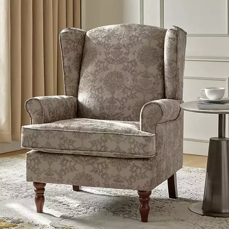 Kirklands Home Floral Brocade Wingback Ella Armchair Brown Sale