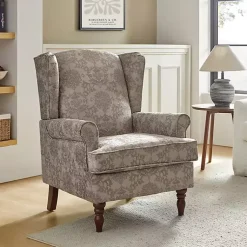 Kirklands Home Floral Brocade Wingback Ella Armchair Brown Sale