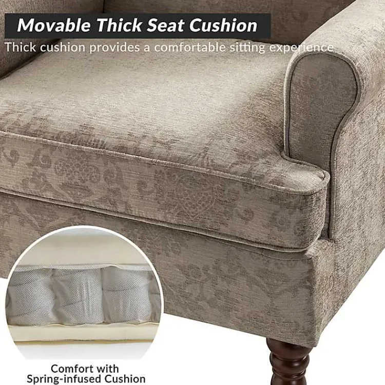 Kirklands Home Floral Brocade Wingback Ella Armchair Brown Sale