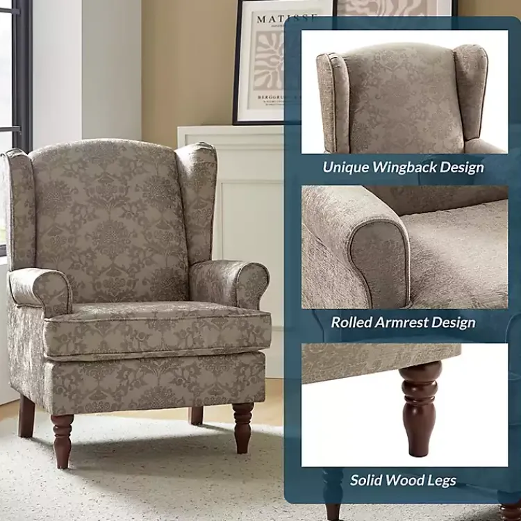 Kirklands Home Floral Brocade Wingback Ella Armchair Brown Sale