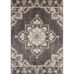 Kirklands Home Brown Floral Medallion Outdoor Area Rug, 5x7 Hot