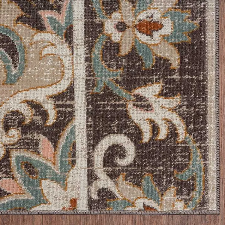 Kirklands Home Brown Floral Medallion Outdoor Area Rug, 5x7 Hot
