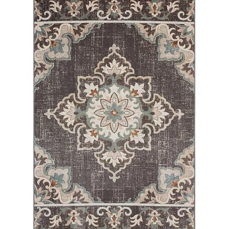 Kirklands Home Brown Floral Medallion Outdoor Area Rug, 7x9 Discount