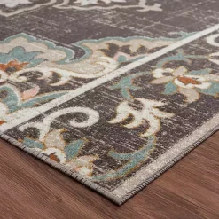 Kirklands Home Brown Floral Medallion Outdoor Area Rug, 7x9 Discount