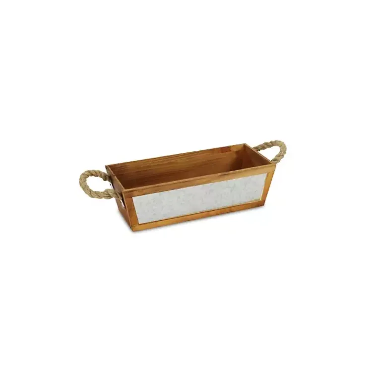 Baskets & Boxes>Kirklands Home Brown Galvanized Tapered Box with Rope Handles