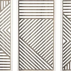 Kirklands Home Brown Geometric Wood Panel Wall Plaques, Set of 3 Clearance