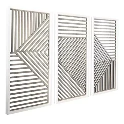 Kirklands Home Brown Geometric Wood Panel Wall Plaques, Set of 3 Clearance