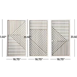 Kirklands Home Brown Geometric Wood Panel Wall Plaques, Set of 3 Clearance