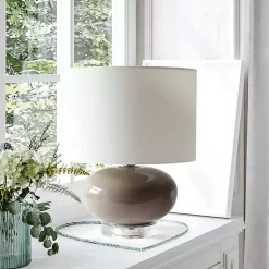Kirklands Home Glass Short Oval Table Lamp Brown Discount