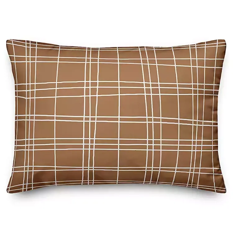 Pillows>Kirklands Home Grid Indoor/Outdoor Lumbar Pillow Brown
