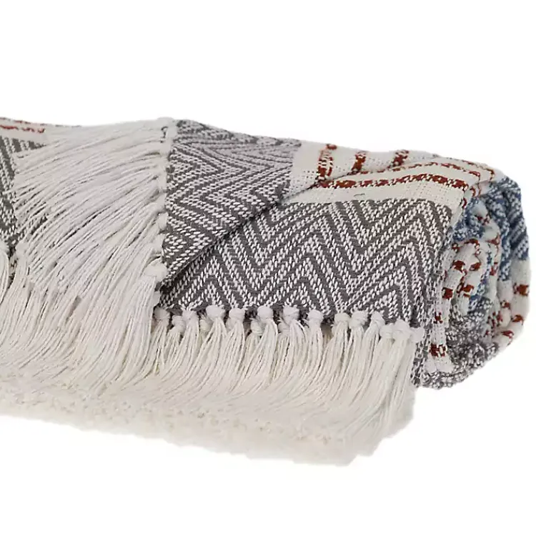 Blankets & Throws>Kirklands Home Herringbone Multi Striped Throw Brown