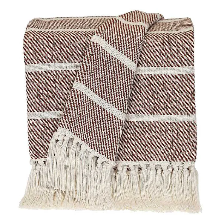 Blankets & Throws>Kirklands Home Herringbone Striped Throw Brown
