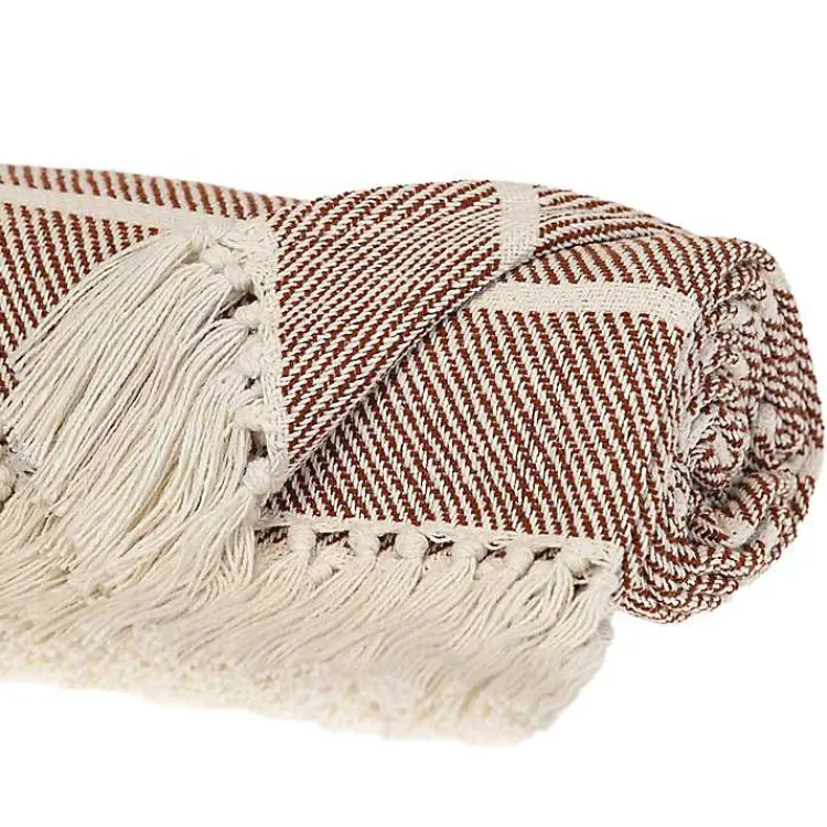 Blankets & Throws>Kirklands Home Herringbone Striped Throw Brown