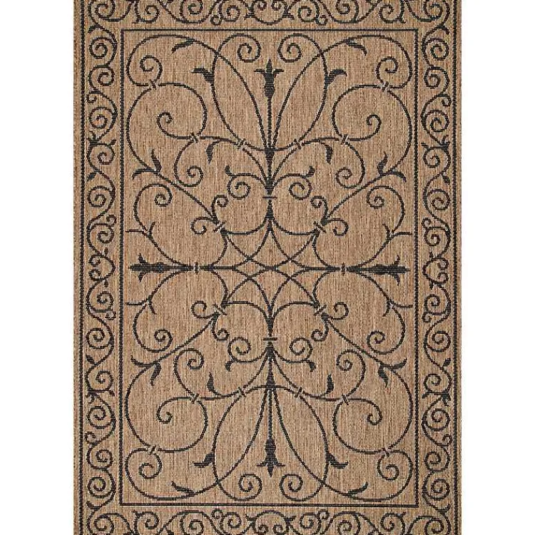 Kirklands Home Kathleen Scroll Outdoor Area Rug, 5x7 Brown New