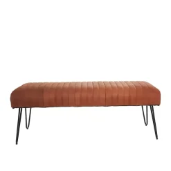 Kirklands Home Leather Tufted Panel Bench Brown Sale