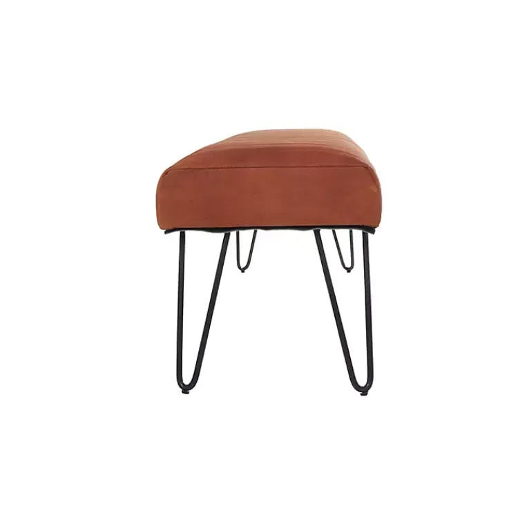 Kirklands Home Leather Tufted Panel Bench Brown Sale