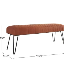 Kirklands Home Leather Tufted Panel Bench Brown Sale