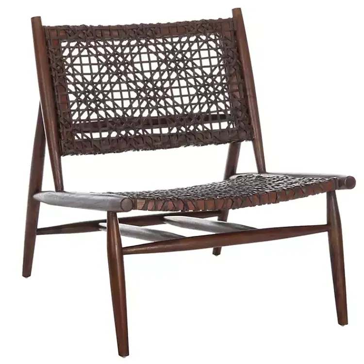 Kirklands Home Leather Woven Accent Chair Brown