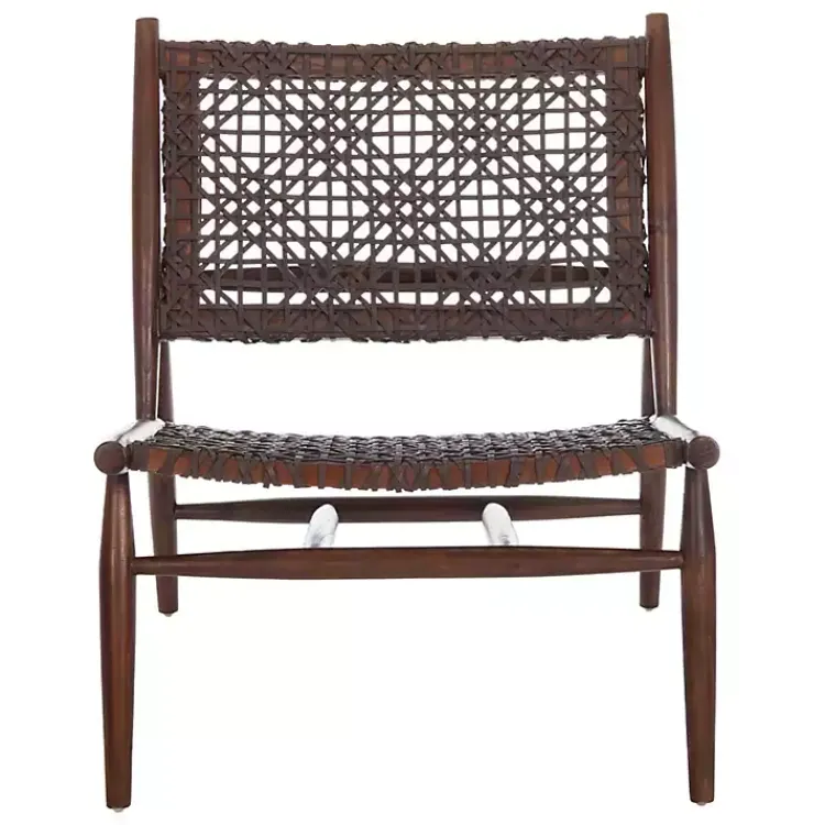 Kirklands Home Leather Woven Accent Chair Brown