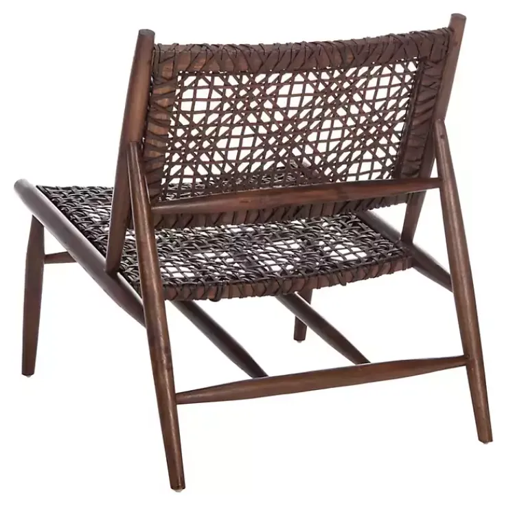Kirklands Home Leather Woven Accent Chair Brown