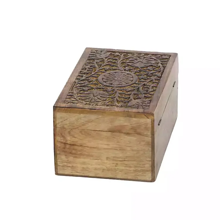 Baskets & Boxes>Kirklands Home Mango Wood Carved Boxes, Set of 3 Brown