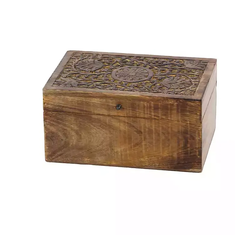 Baskets & Boxes>Kirklands Home Mango Wood Carved Boxes, Set of 3 Brown