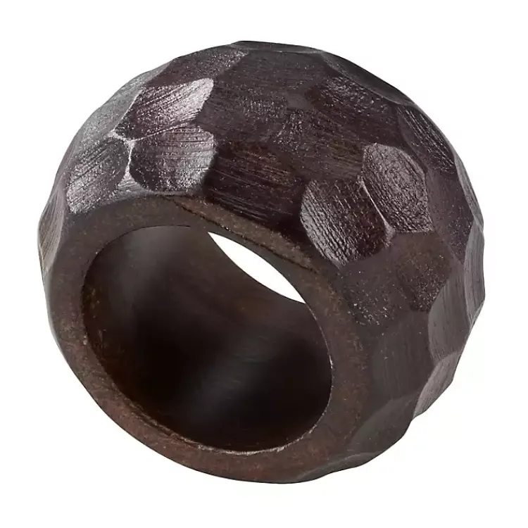 Kirklands Home Mango Wood Chunky Napkin Rings, Set of 4 Brown Outlet