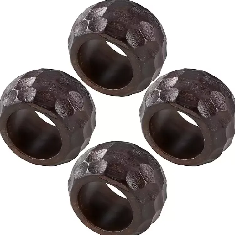 Kirklands Home Mango Wood Chunky Napkin Rings, Set of 4 Brown Outlet