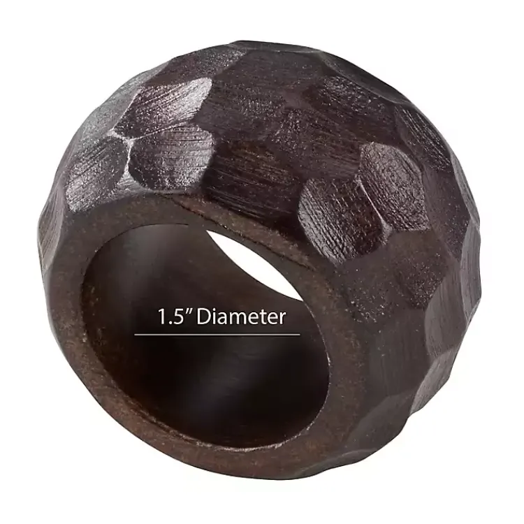 Kirklands Home Mango Wood Chunky Napkin Rings, Set of 4 Brown Outlet