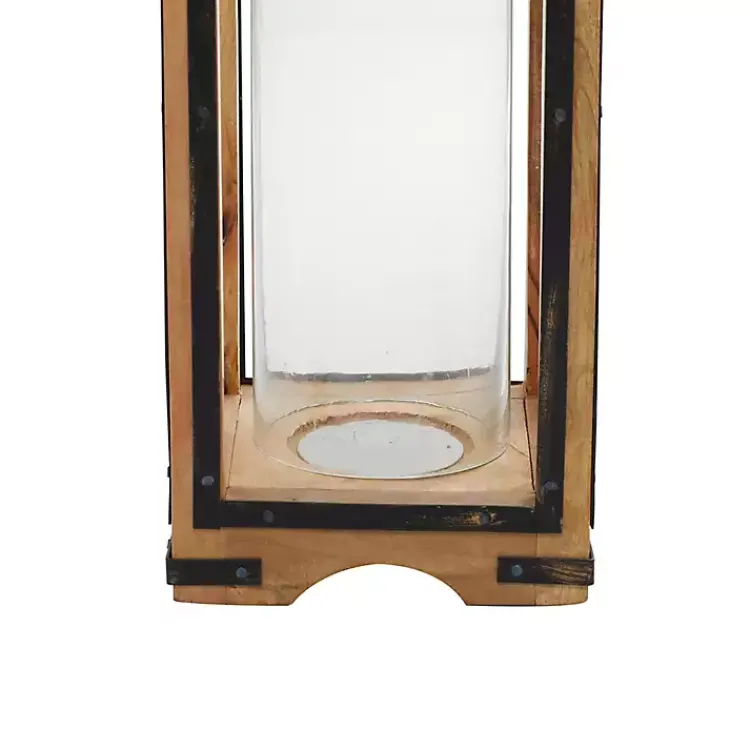 Lanterns>Kirklands Home Mango Wood Frame Lantern, 31 in. Brown