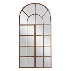 Kirklands Home Metal Arch Frame Windowpane Wall Mirror Brown Discount