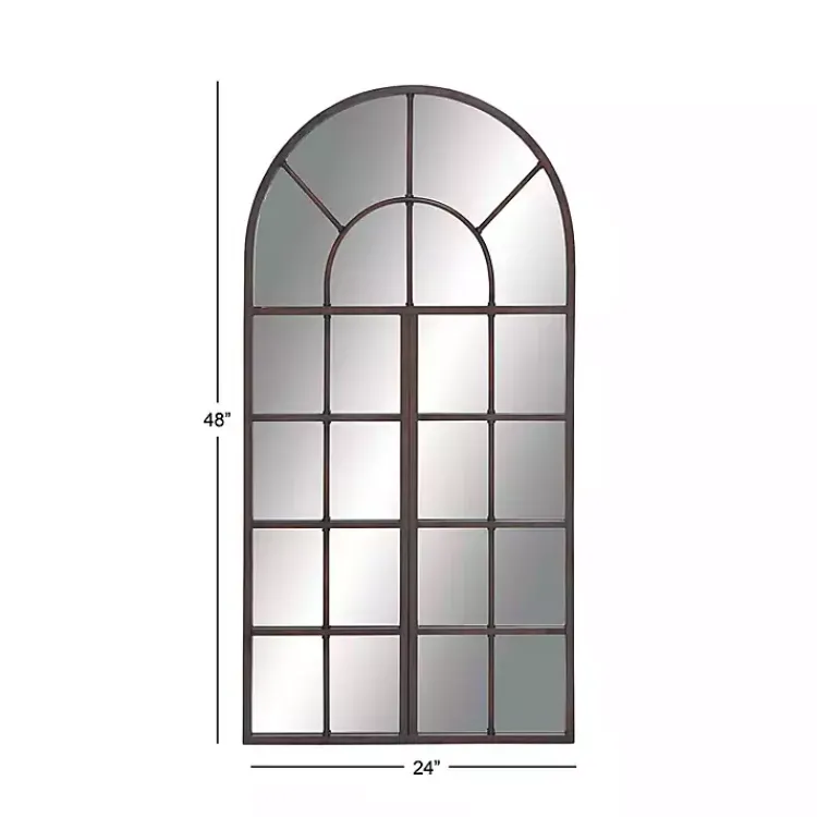 Kirklands Home Metal Arch Frame Windowpane Wall Mirror Brown Discount